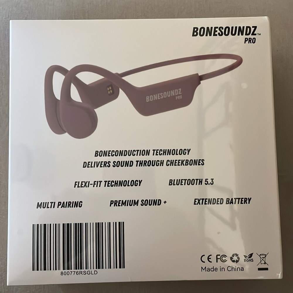 Bonesoundz Pro Bone Conduction Headphones Rose Gold NWT - Picture 3 of 3